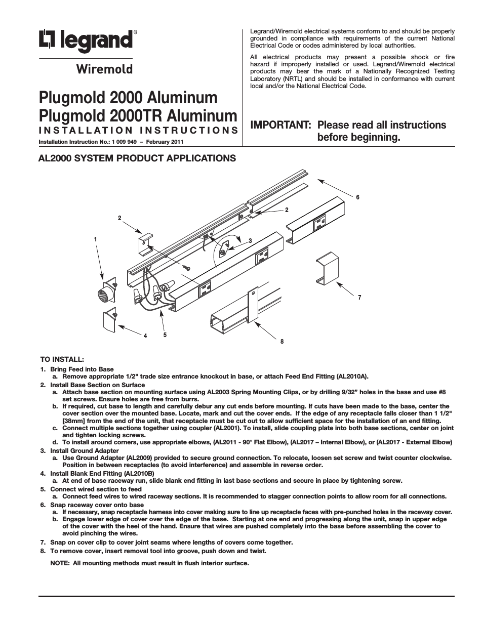 2000 Series Aluminum Plugmold Multioutlet System