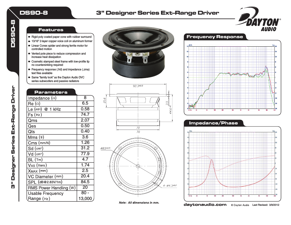 DS90-8 3" Designer Series Extended-Range Speaker