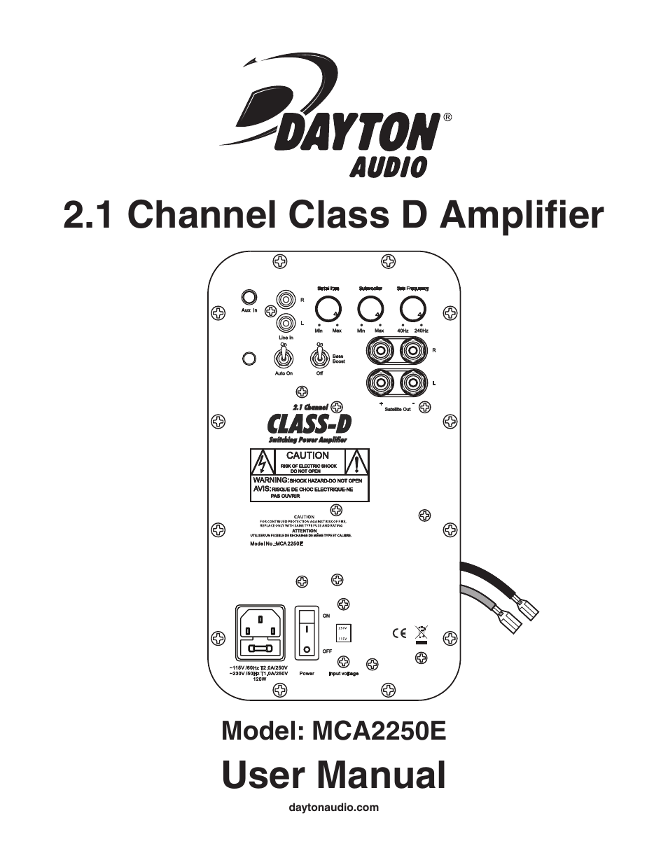 MCA2250E 2.1 Channel Class D Plate Amplifier