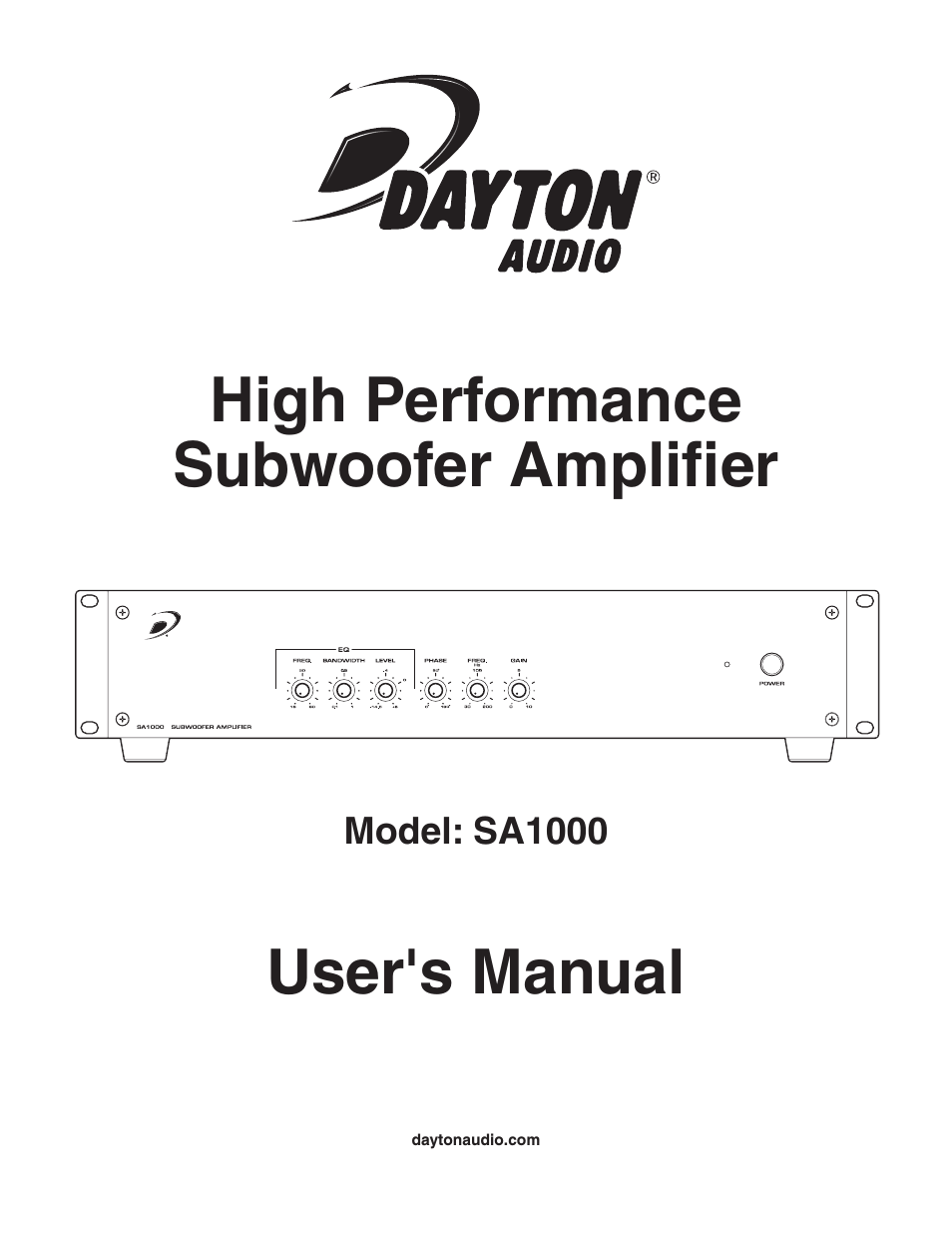 SA1000 Subwoofer Amplifier Rack Mountable
