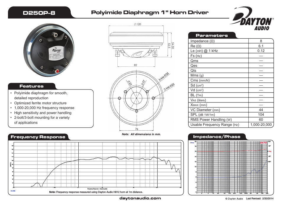 D250P-8 1" Polyimide Compression Horn Driver