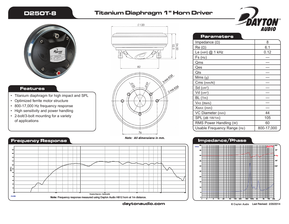 D250T-8 1" Titanium Compression Horn Driver