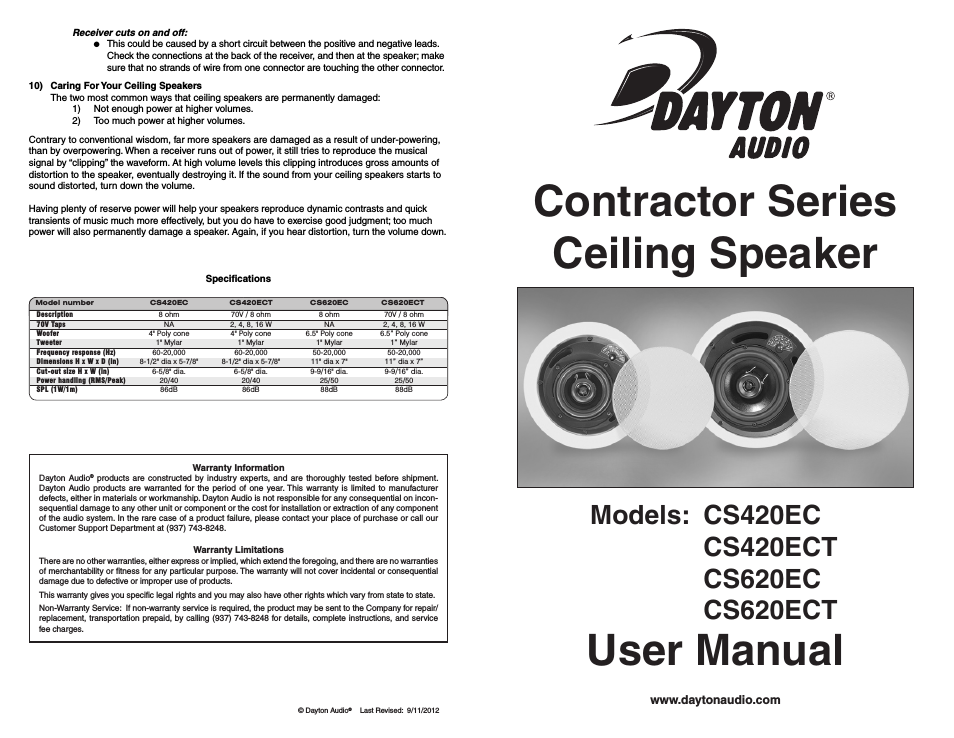 CS420ECT 4" 2-Way Enclosed Ceiling Speaker 70V