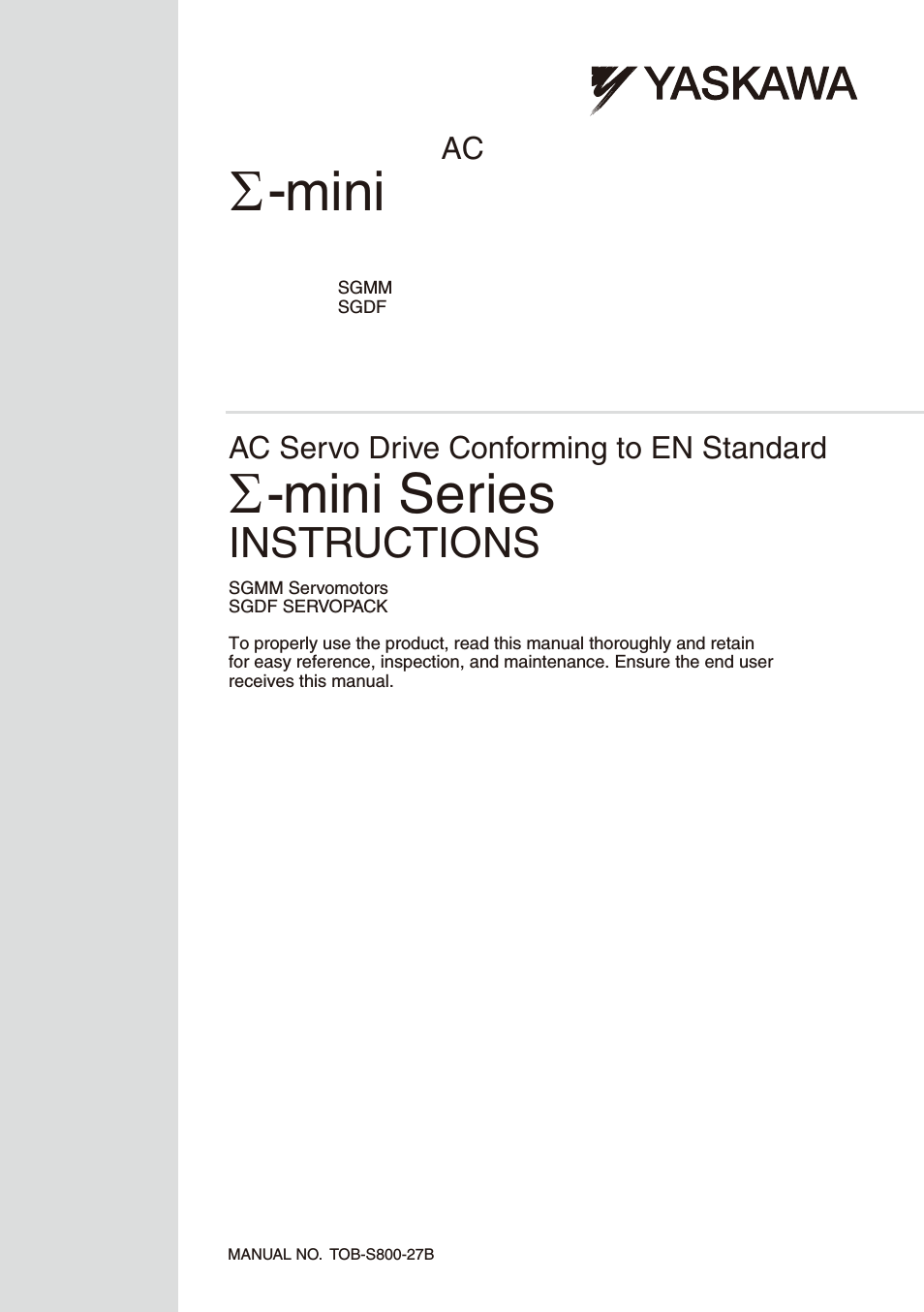 AC Servo Drive Conforming to EN Standard Sigma Mini