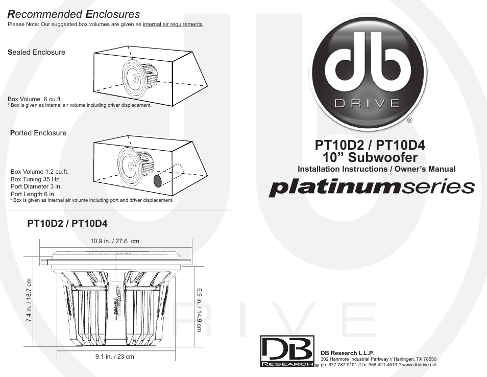 Platinum Series Subwoofers PT10d2-d4