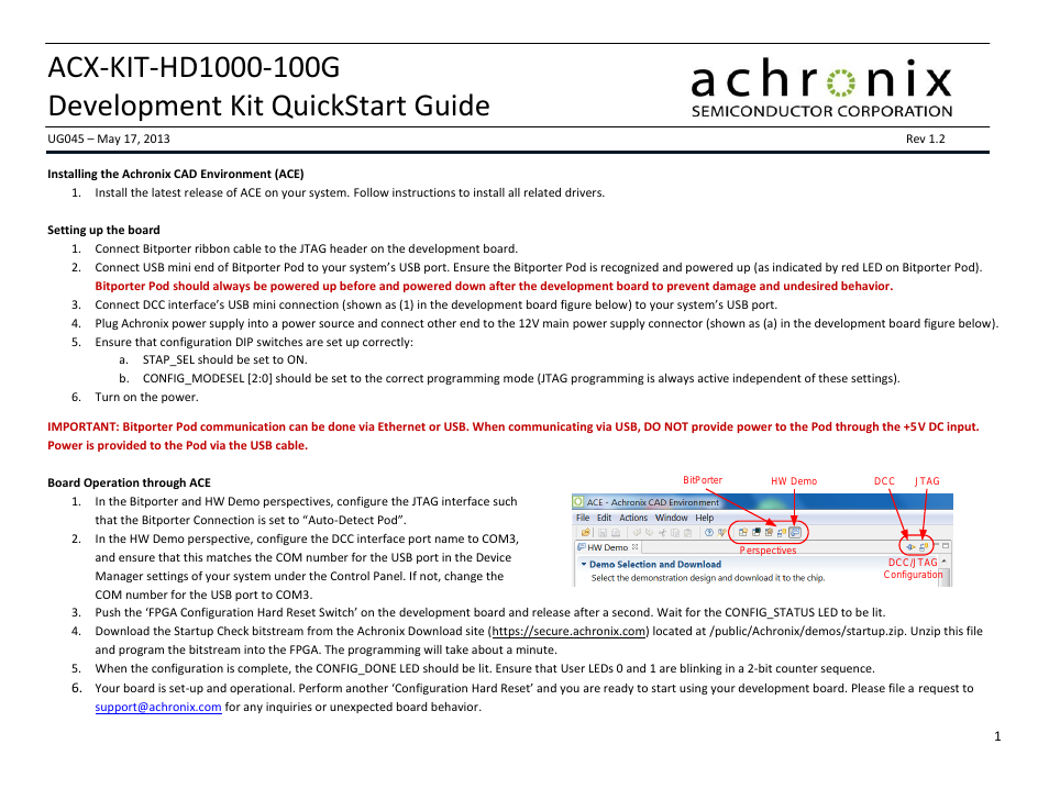 Speedster22i HD1000 Development Kit Quickstart Guide