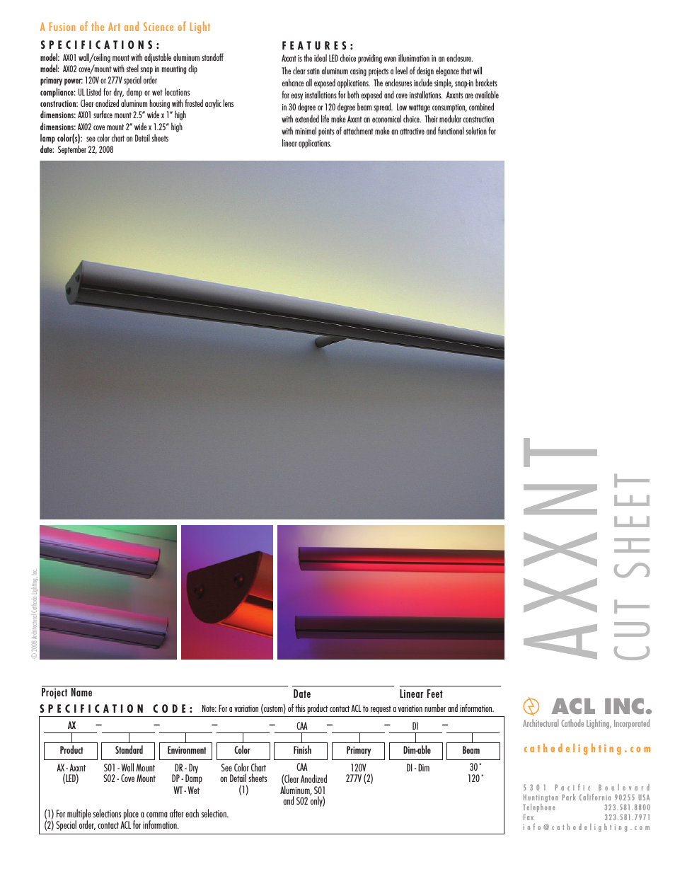 Axxnt LED Cut Sheet