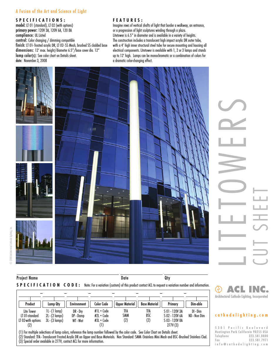 Lite Towers Cut Sheet