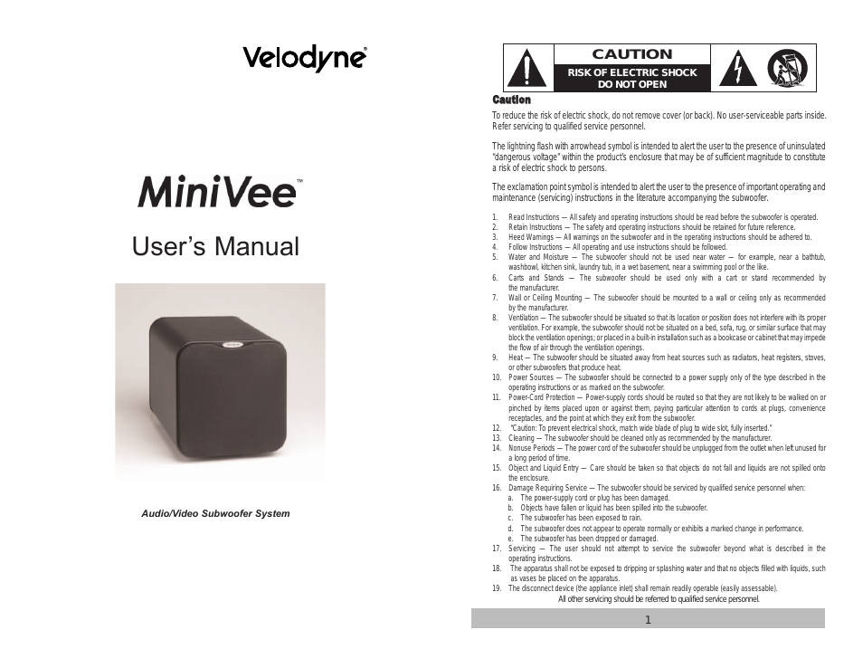 MiniVee Audio/Video Subwoofer System