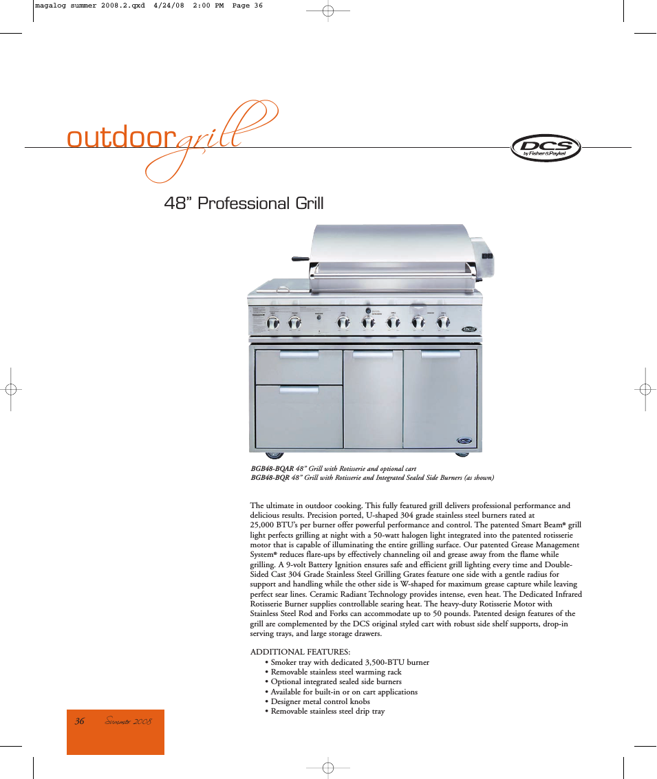 48" Professional Grill OGP48in