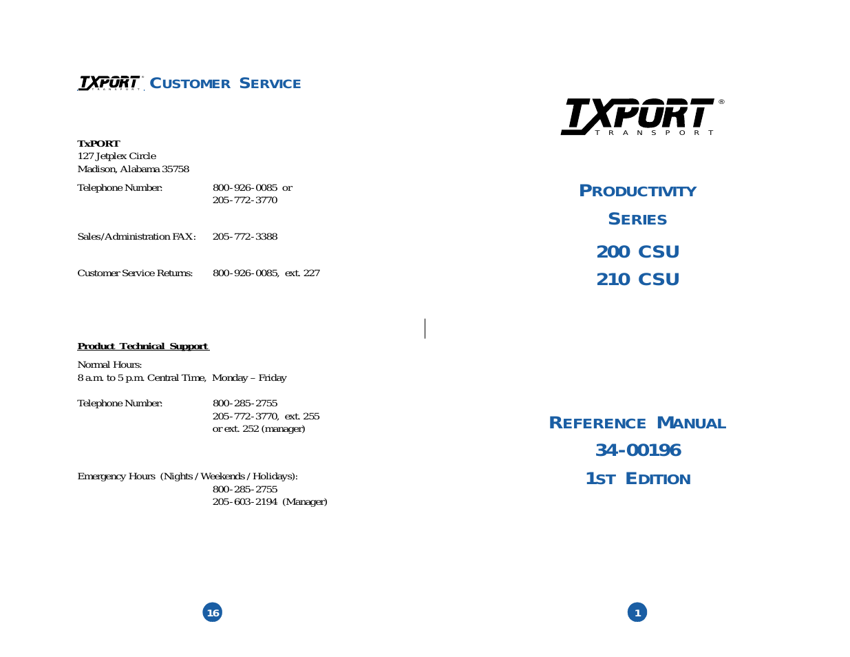 210 (34-00196) Product Manual