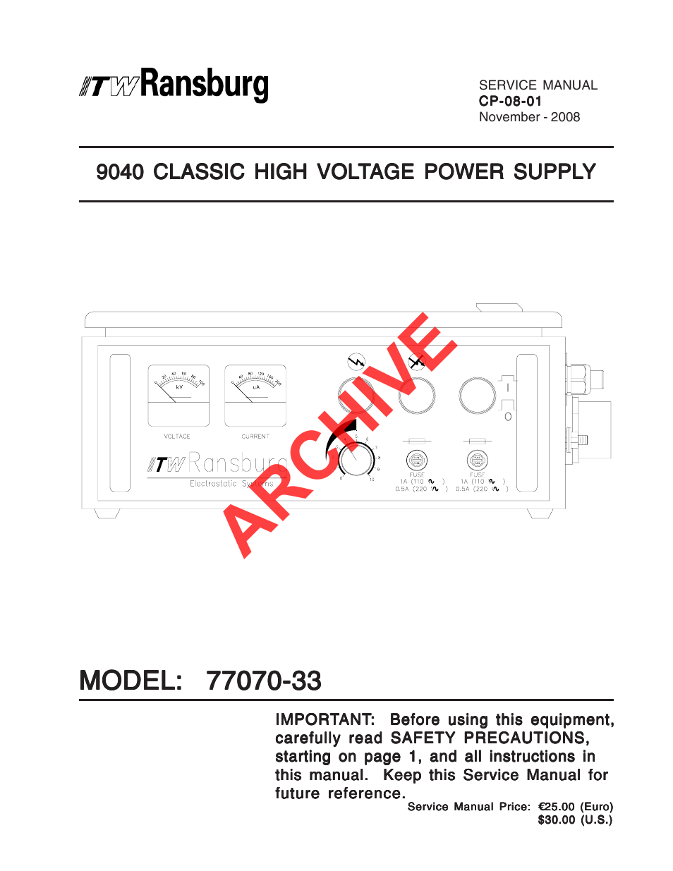 9040 Classic HV Power Supply 77070-33