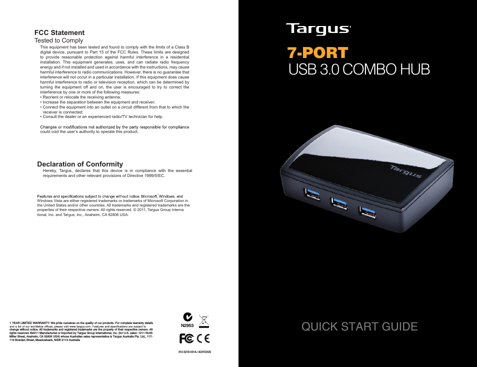 7-PORT USB 3.0 COMBO HUB N2953