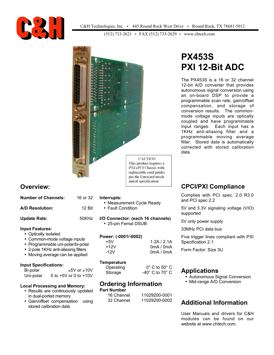 PXI 12-Bit ADC PX453S