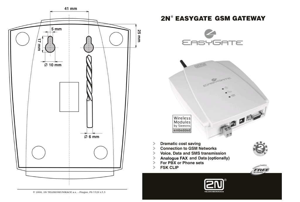 Fixed line replacement with 2N EasyGate - Quick Start, 1129 v1.5E