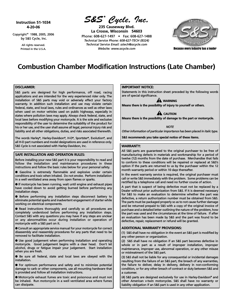 Combustion Chamber Modification Instructions (Late Chamber)