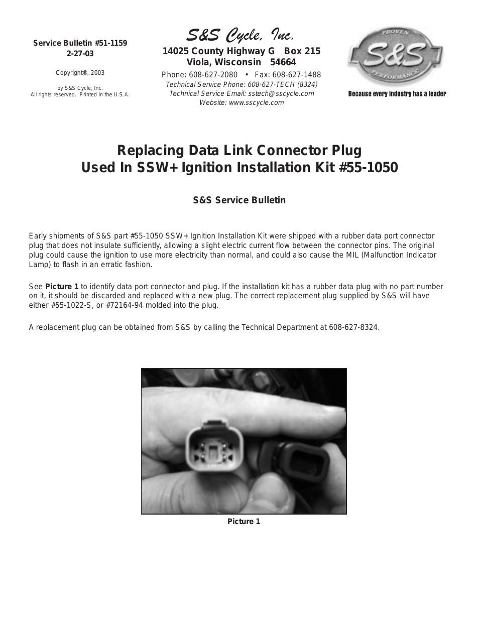 Replacing Data Link Connector Plug Used In SSW+ Ignition Kit 55-1050