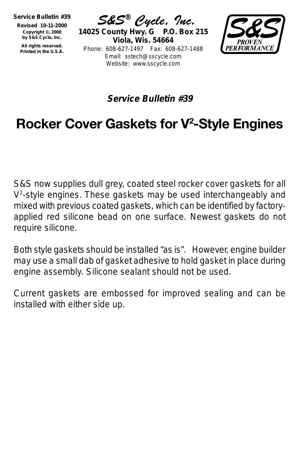 Rocker Cover Gaskets for V2-Style Engines