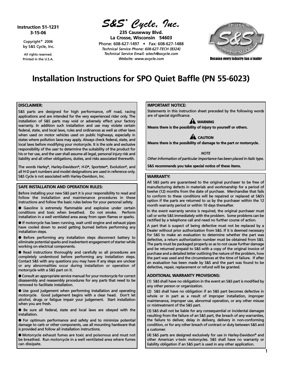 SPO Quiet Baffle (PN 55-6023)