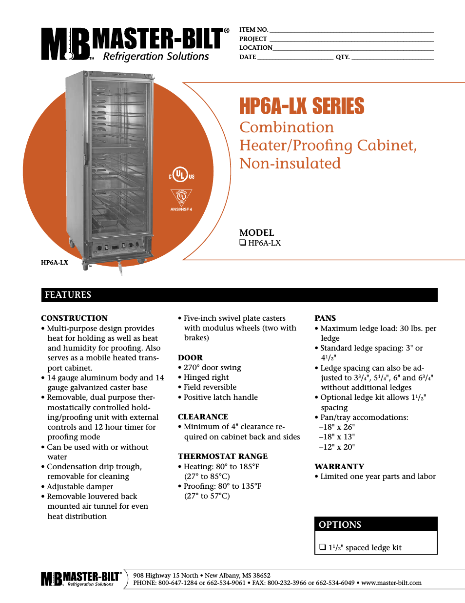 Combination Heater/Proofing Cabinet Non-insulated HP6A-LX Series