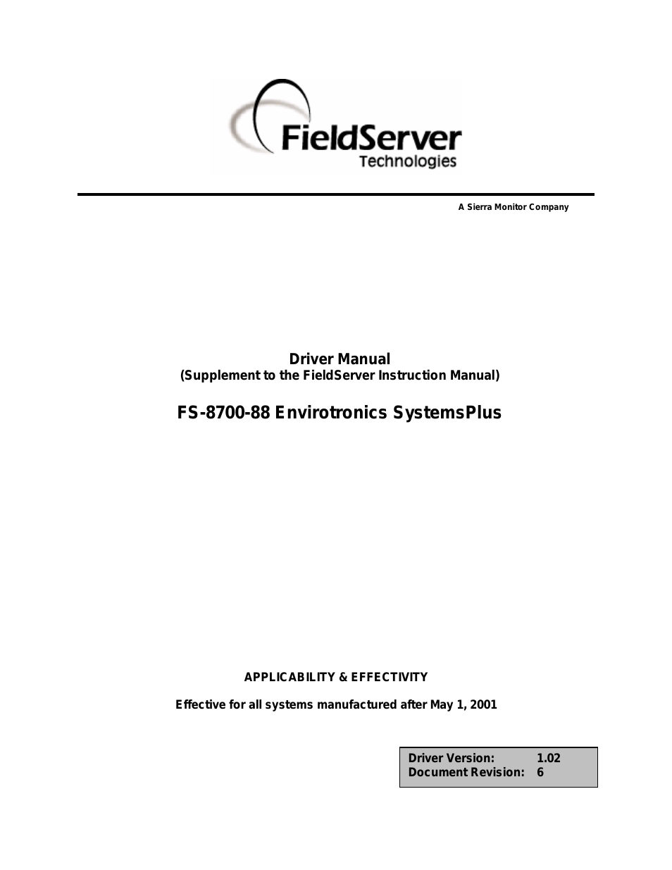Envirotronics SystemsPlus FS-8700-88