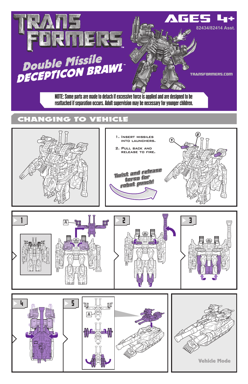 Transformers Double Missile Decepticon Brawl 82434/82414