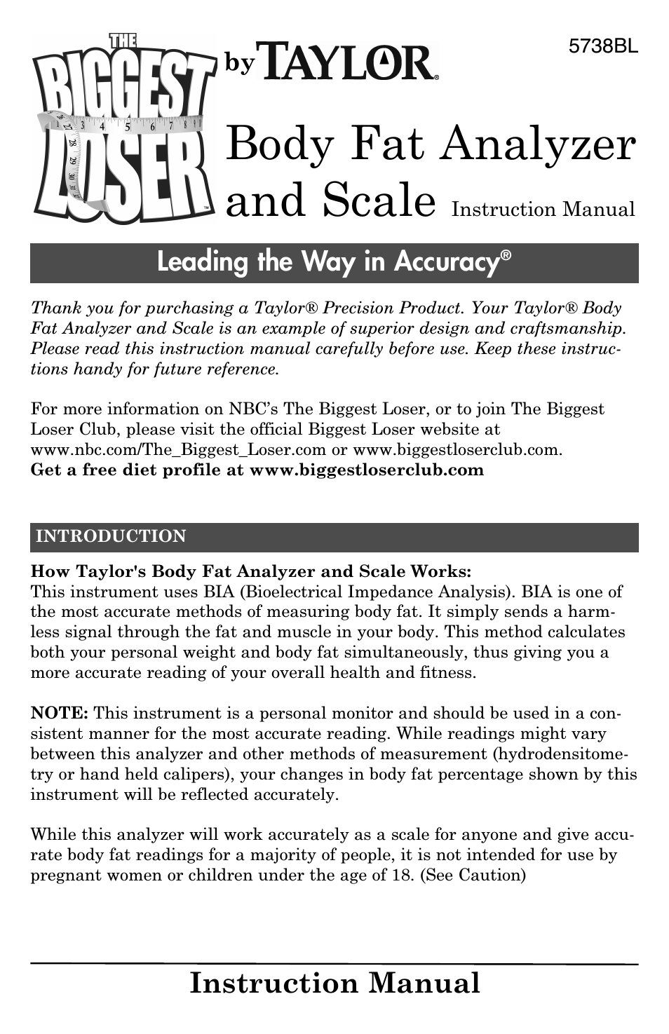 Body Fat Analyzer and Scale 5738BL