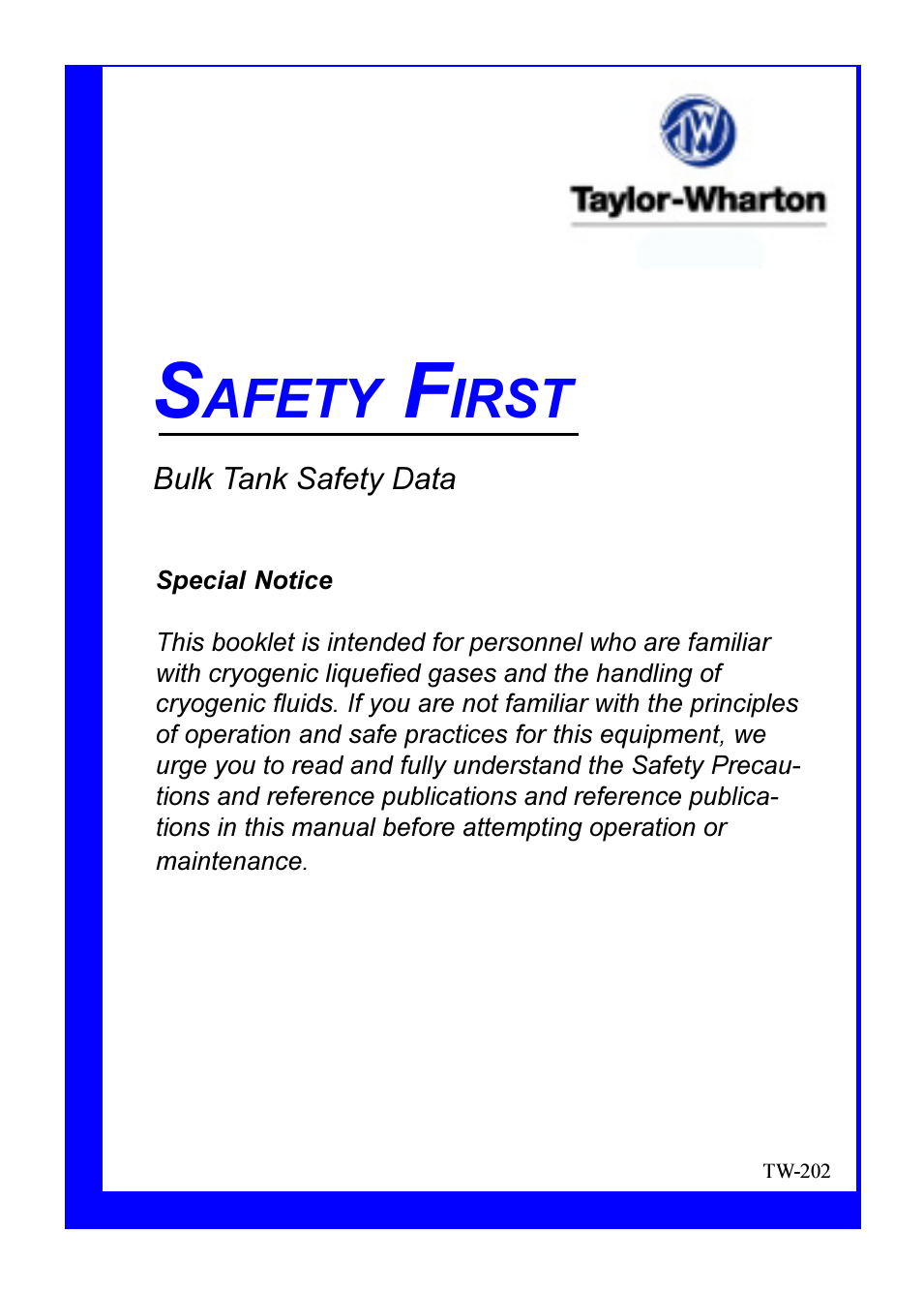 Bulk Tank Safety Data