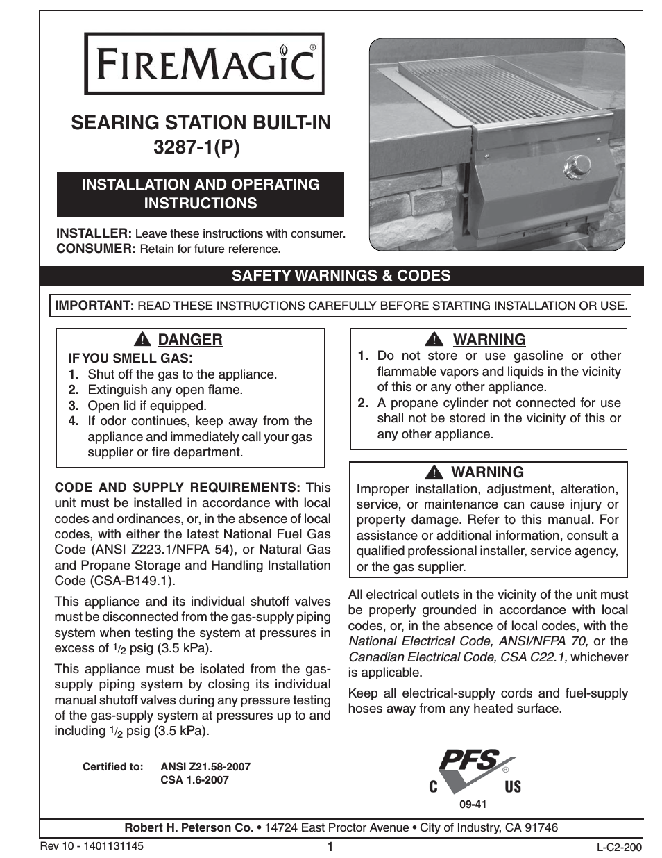 3287-1(P) Searing Station Built in
