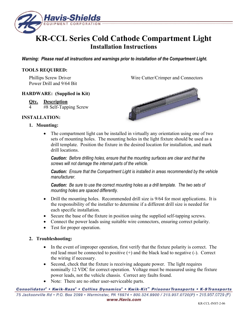 Cold Cathode Compartment Light KR-CCL Series