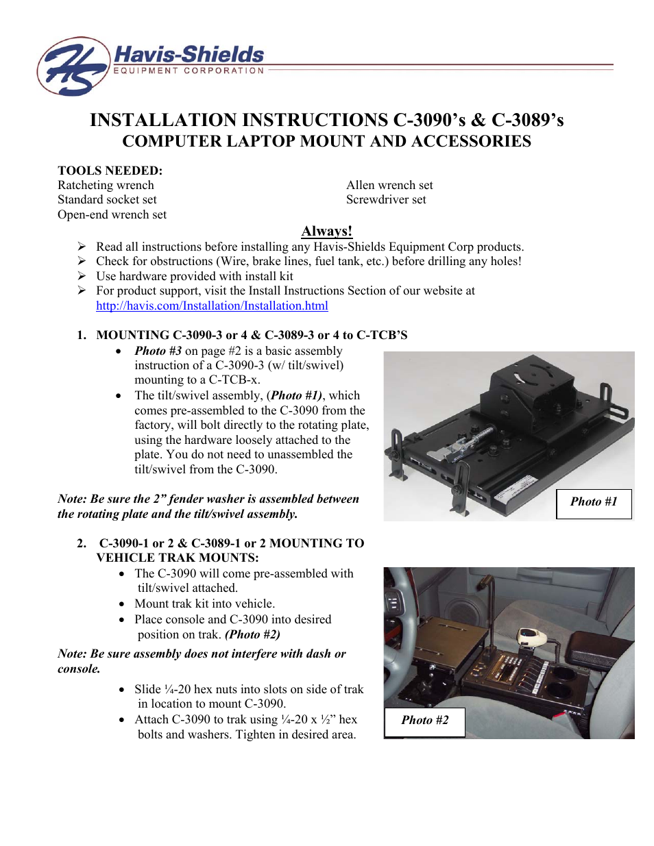 Computer Laptop Mount and Accessories C-3089's