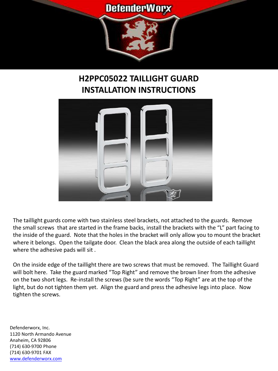 H2 TAILLIGHT GUARD