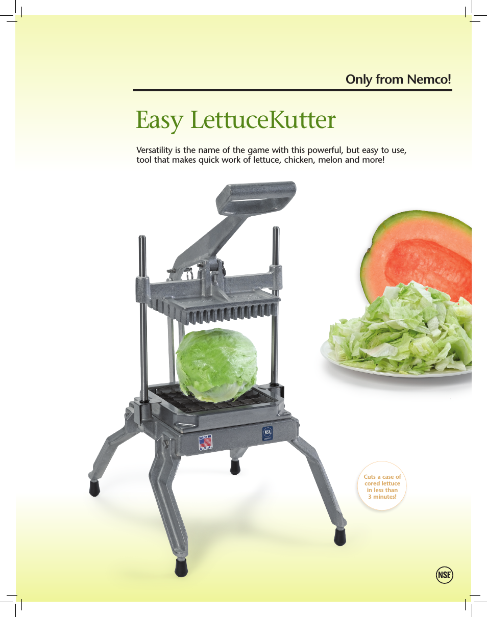 Easy LettuceKutter - Spec Sheet