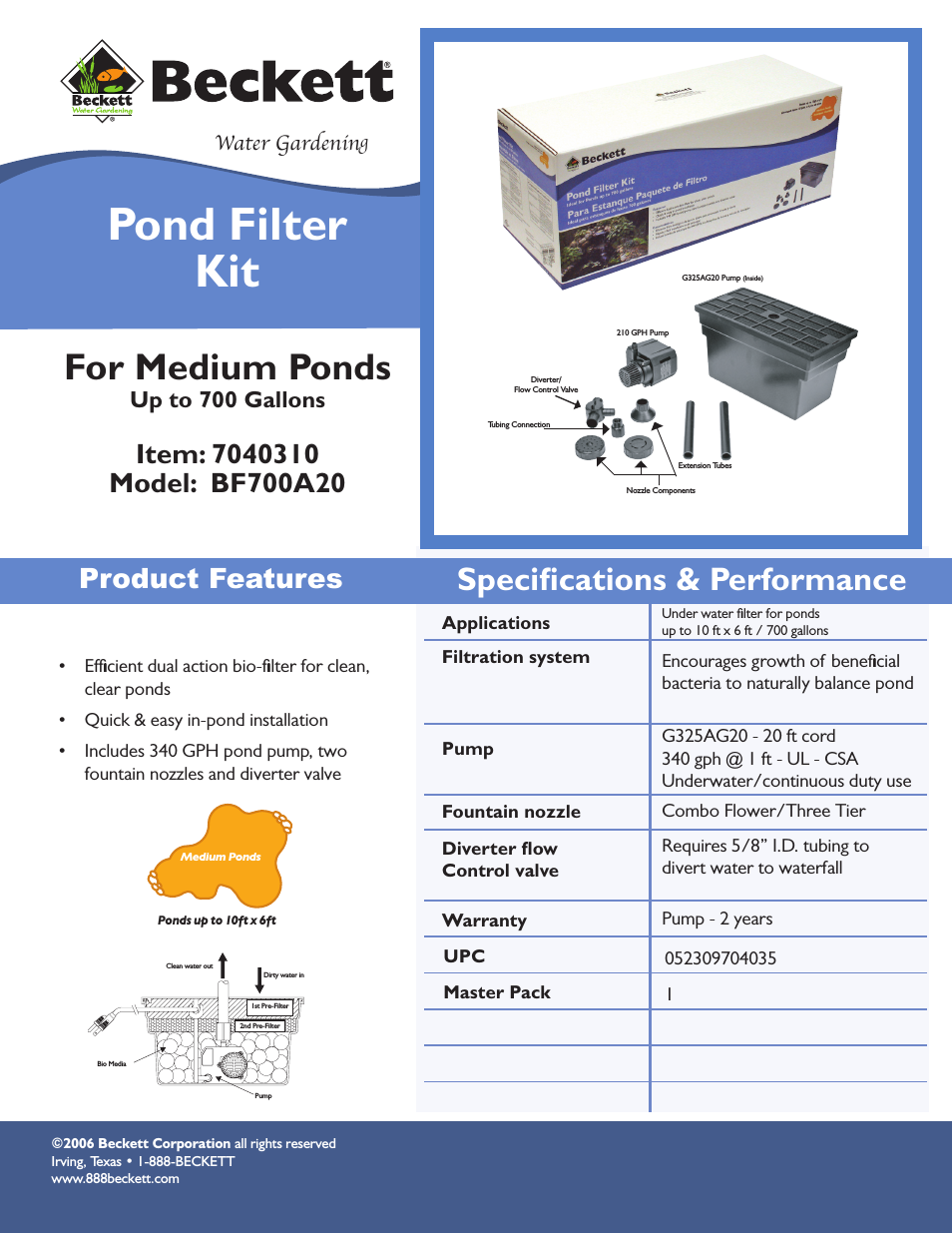 Pond Filter Kit BF700A20