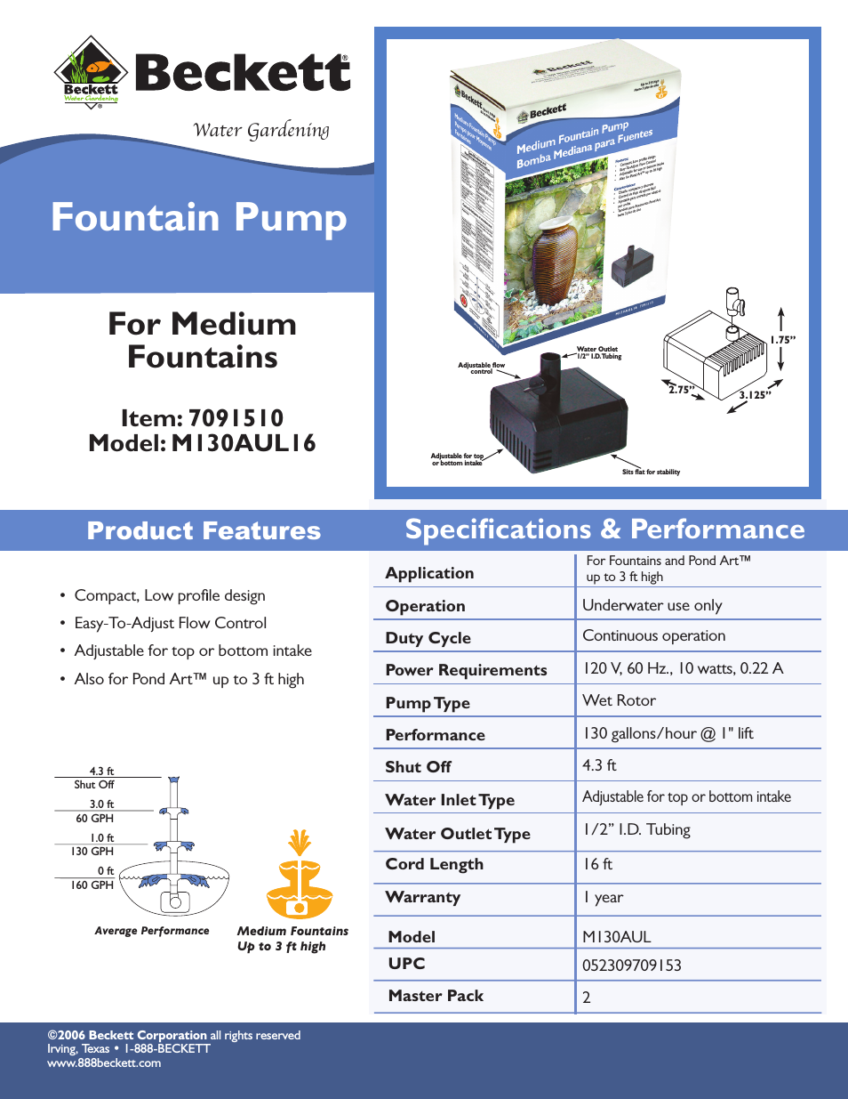Fountain Pump M130AUL
