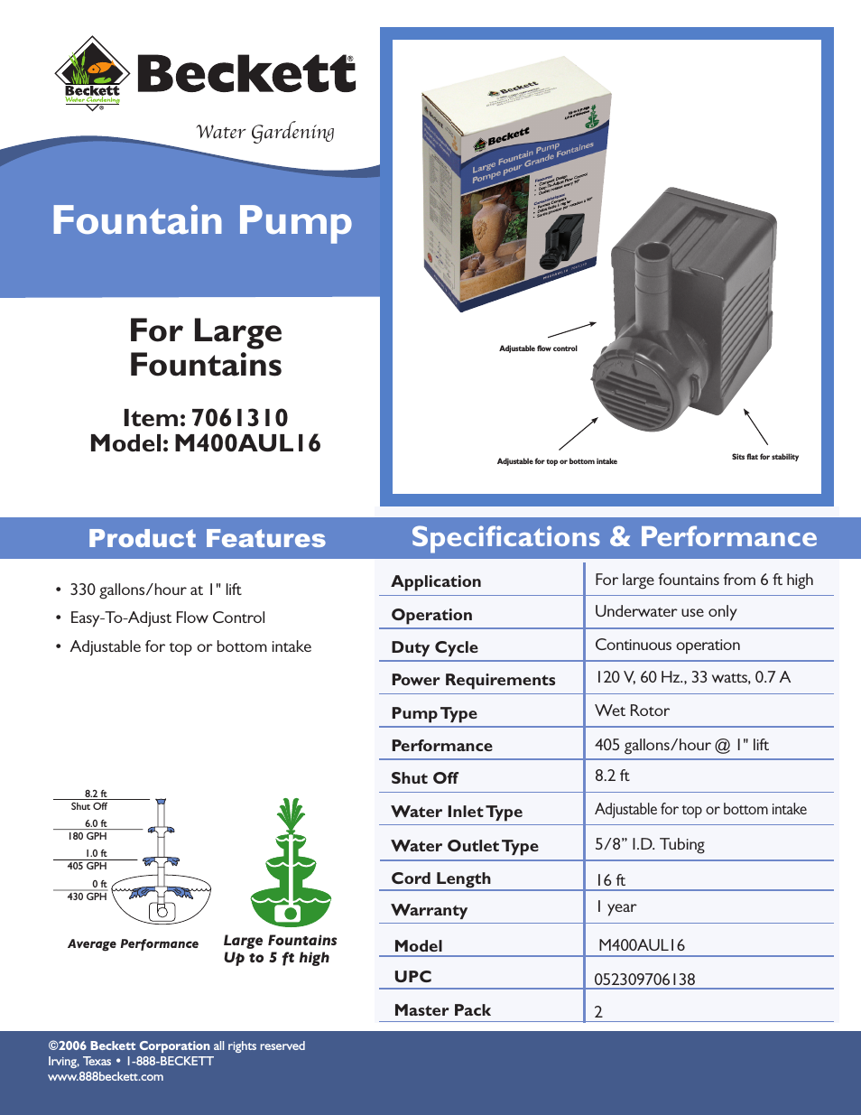 Fountain Pump M400AUL16