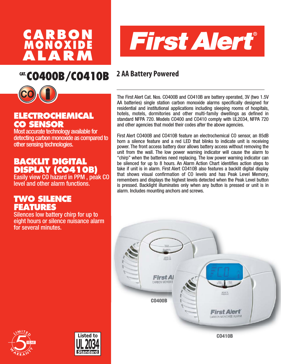 Carbon Monoxide Alarm C0410B