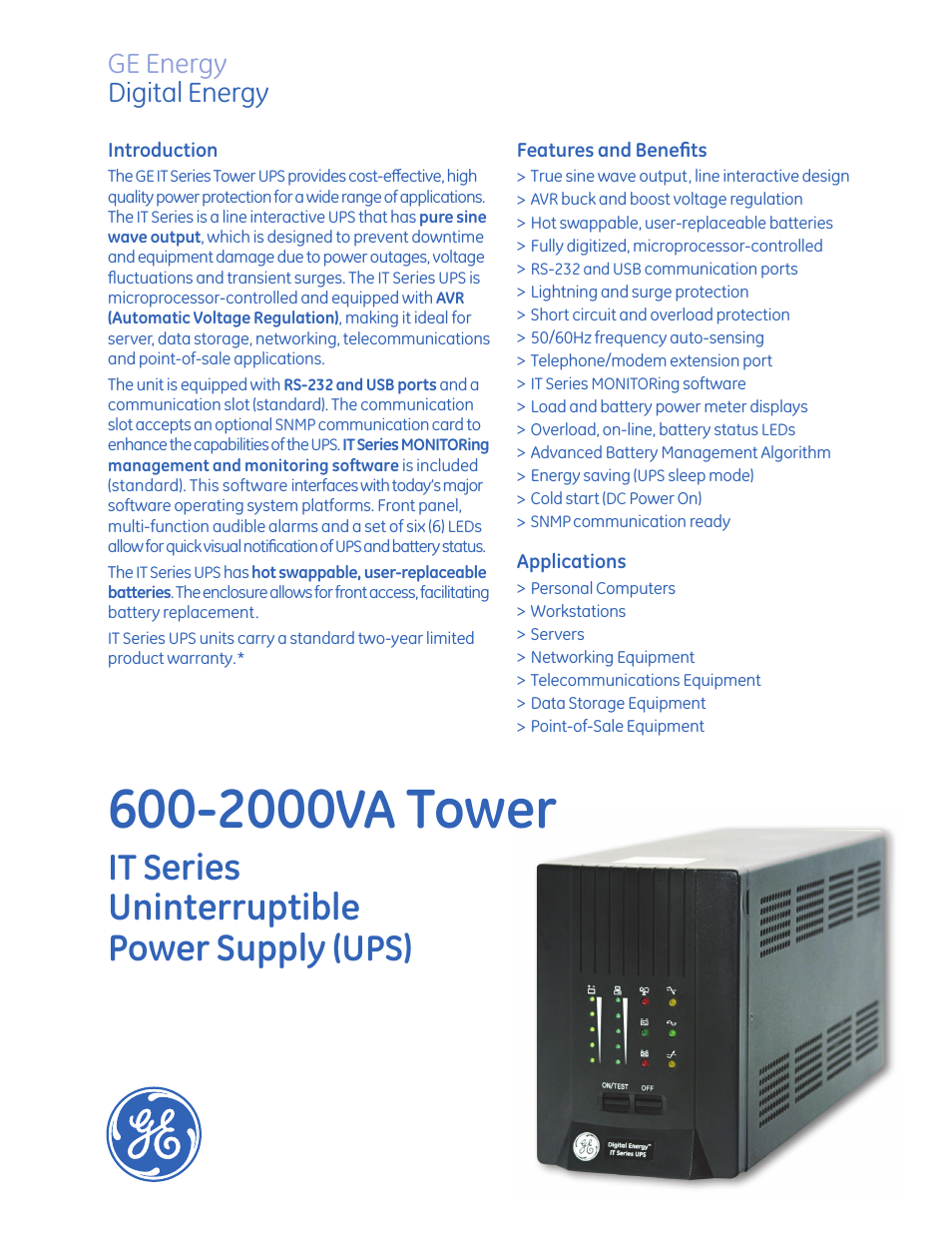 GE IT Series _ 600VA-2kVA tower