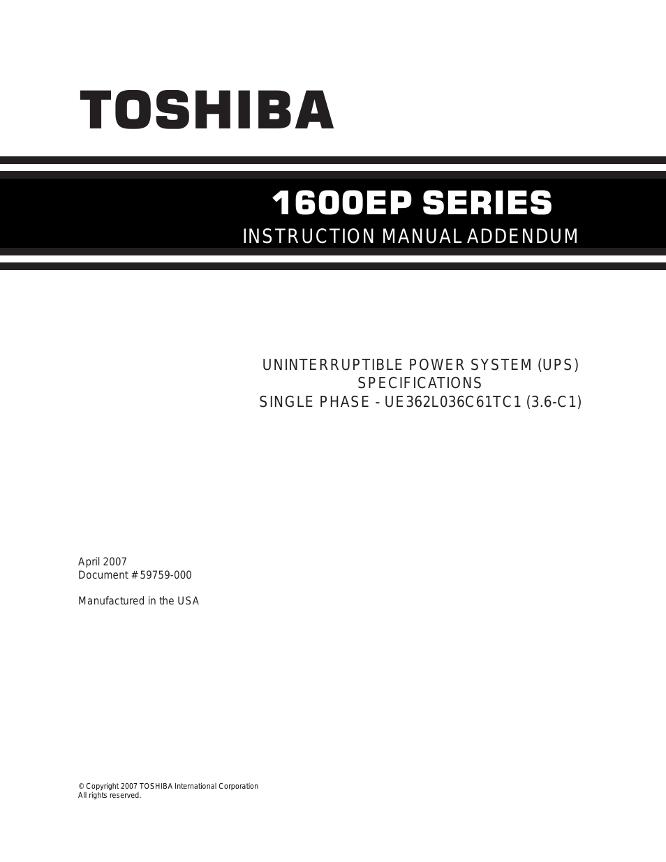 Toshiba 1600XP Series