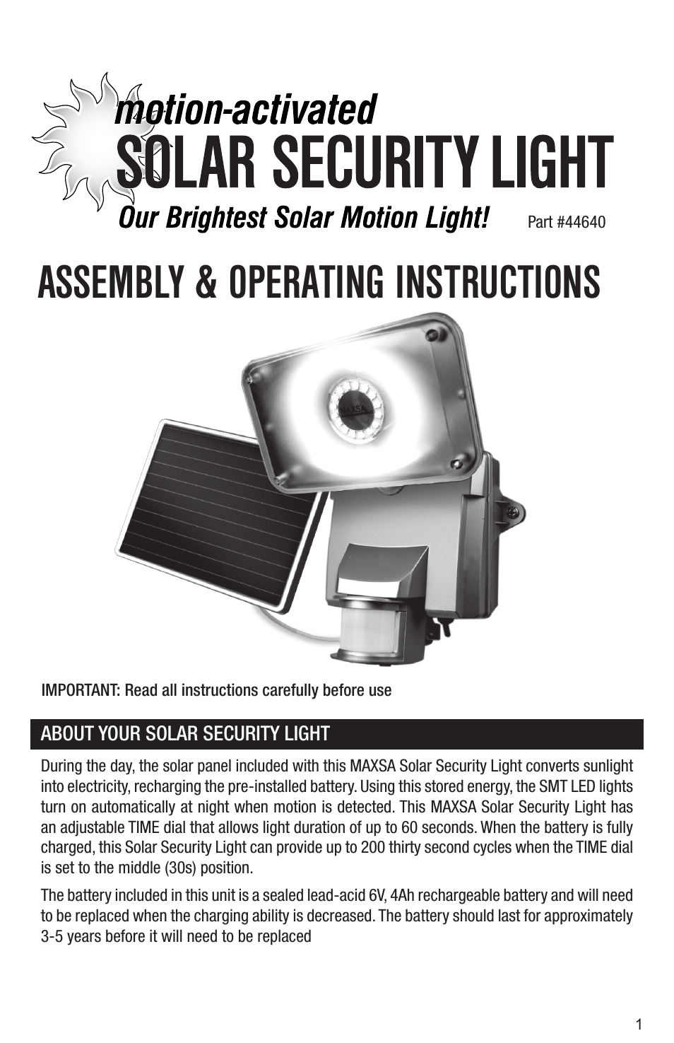 MAXSA BRIGHT Solar Security Light in Silver with 16 Surface Mount LEDs