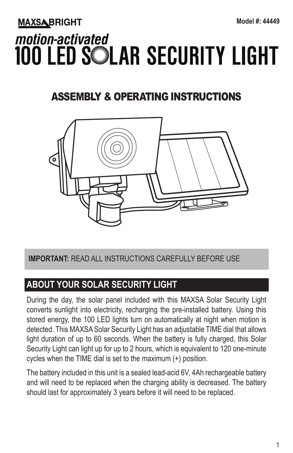 Solar-Powered 100 LED Motion-Activated Outdoor Security Floodlight