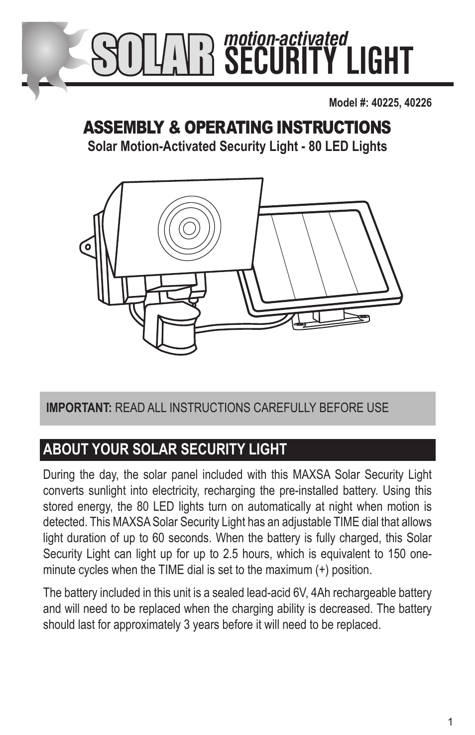 Solar-Powered 80 LED Motion-Activated Outdoor Security Floodlight