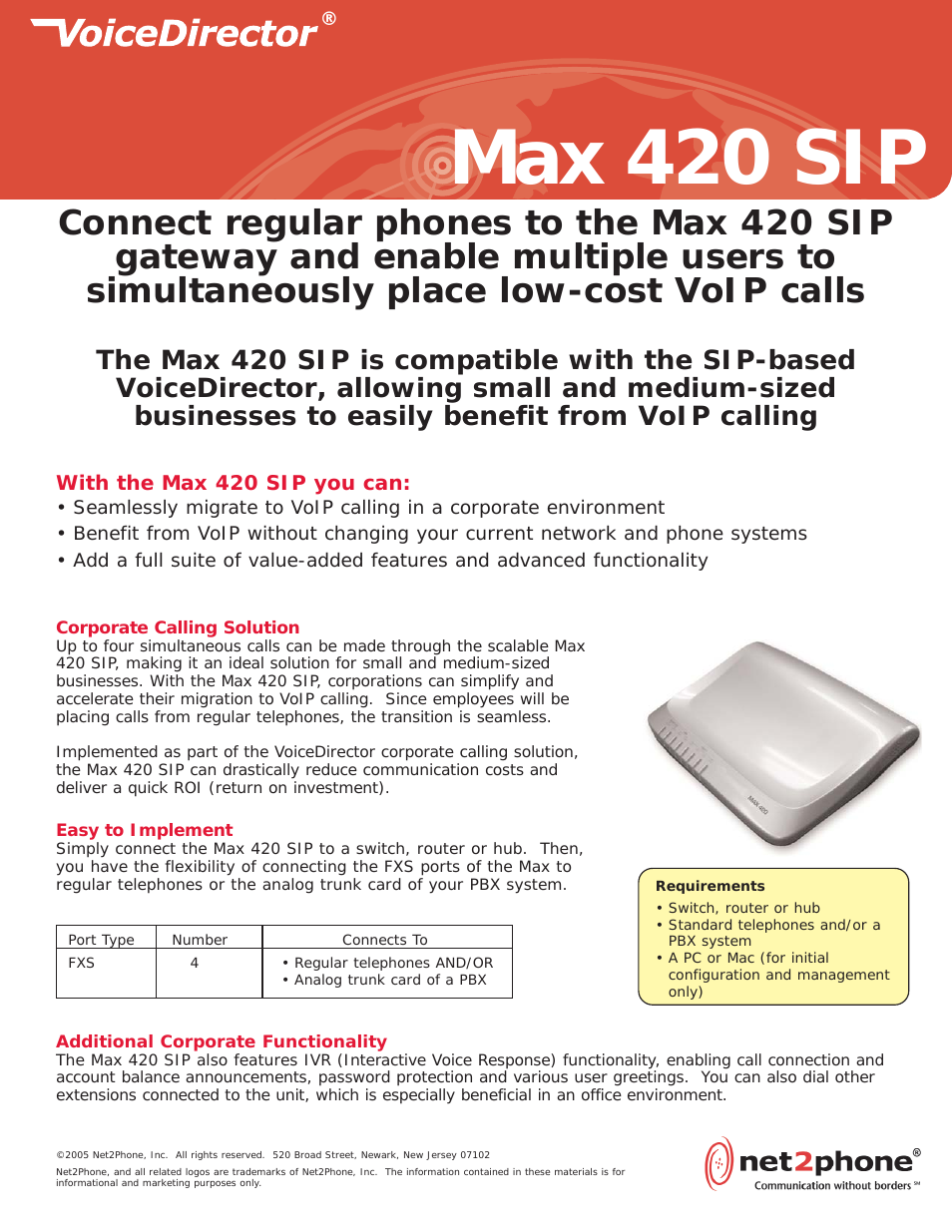 VoiceDirector Max 420 SIP