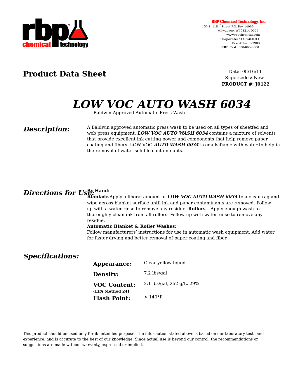 J0122 LOW VOC AUTO WASH 6034
