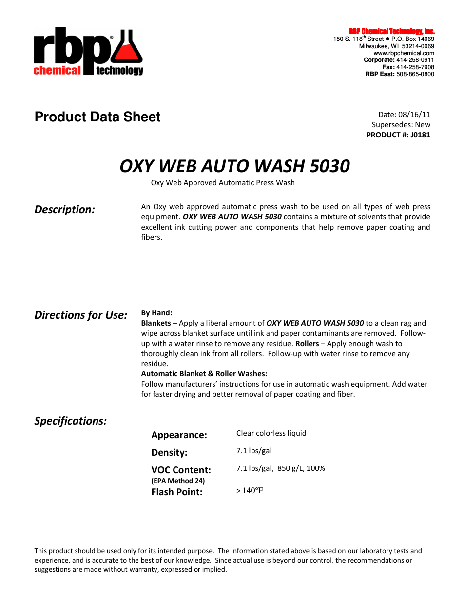 J0181 OXY WEB AUTO WASH 5030