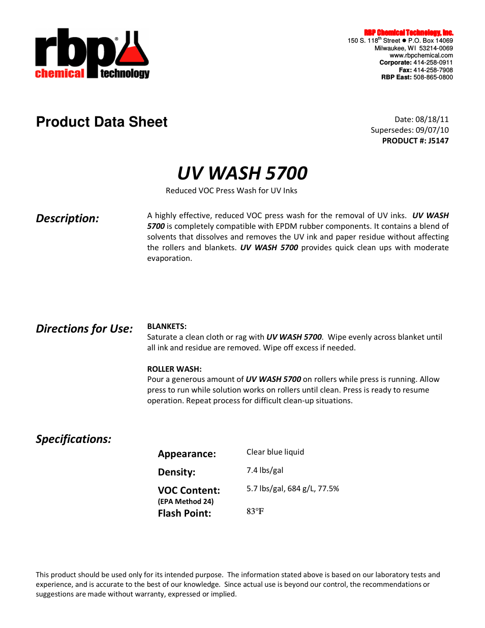 J5147 UV WASH 5700