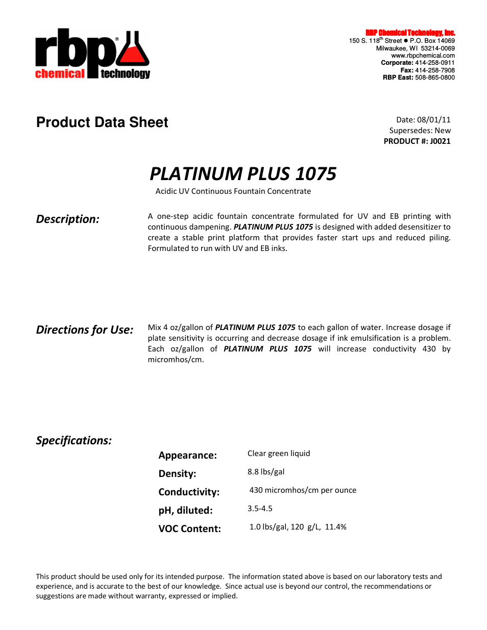 J0021 PLATINUM PLUS 1075