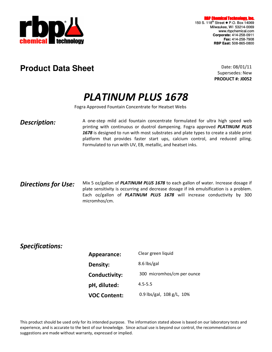 J0052 PLATINUM PLUS 1678