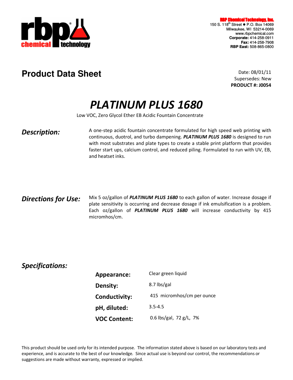 J0054 PLATINUM PLUS 1680