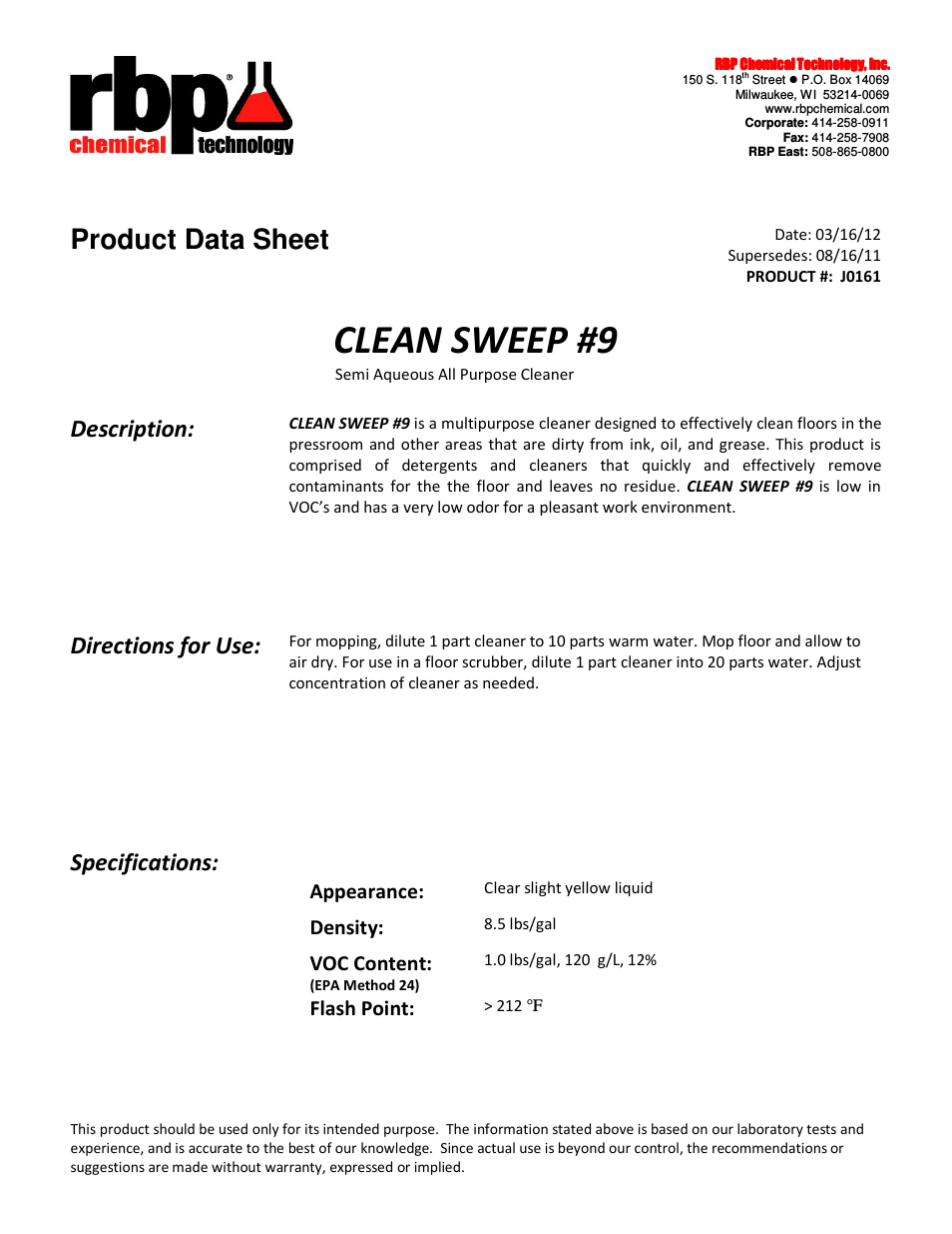 J0161 CLEAN SWEEP #9